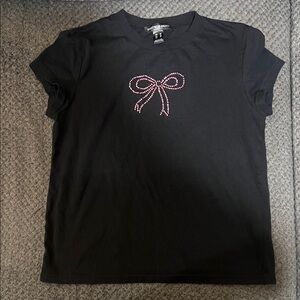 Streetwear Society Black Tee with Pink Bow